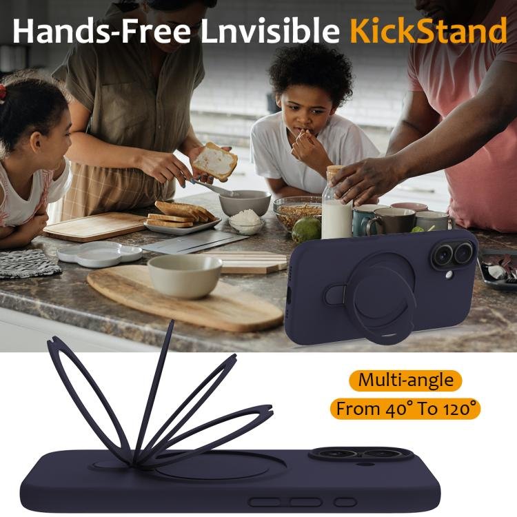 iPhone 17 Liquid Silicone MagSafe Magnetic Phone Case with Ring Holder - Image 5