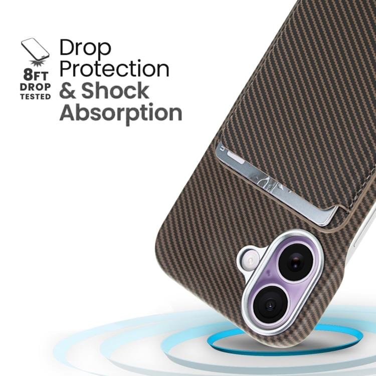 iPhone 17 Carbon Fiber MagSafe Magnetic Card Holder Phone Case - Image 5