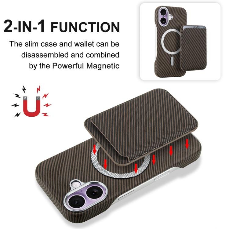 iPhone 17 Carbon Fiber MagSafe Magnetic Card Holder Phone Case - Image 4
